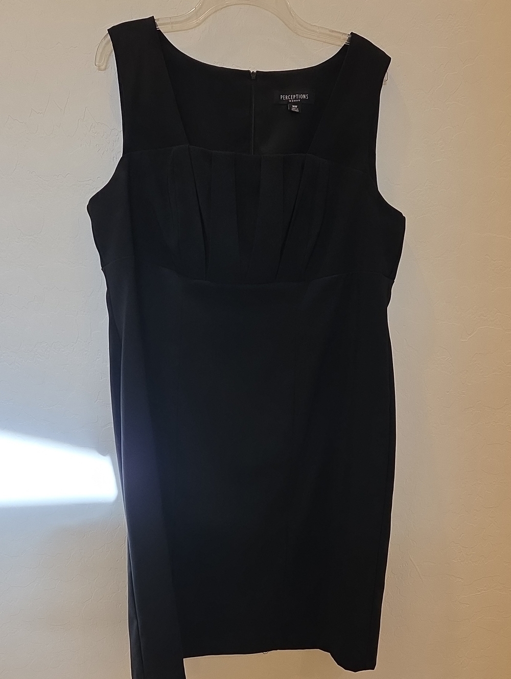 Perceptions Woman Pleated Bodice Mini Dress in Black Size 16W